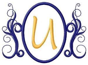 Picture of Oval Swirl Monogram U Machine Embroidery Design
