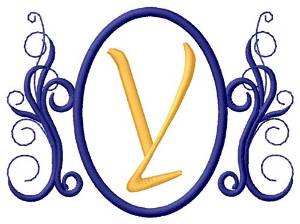Picture of Oval Swirl Monogram Y Machine Embroidery Design