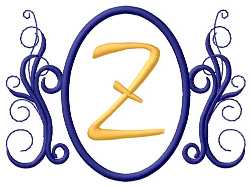 Oval Swirl Monogram Z Machine Embroidery Design