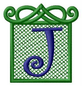 Picture of Embossed Square J Machine Embroidery Design