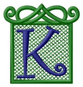 Picture of Embossed Square K Machine Embroidery Design