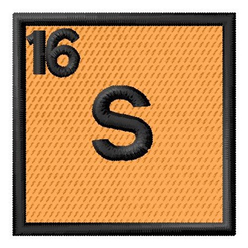 Atomic Number 16 Machine Embroidery Design
