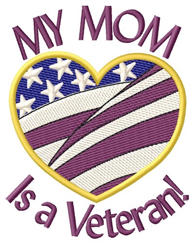Mom Vet Heart Flag Machine Embroidery Design