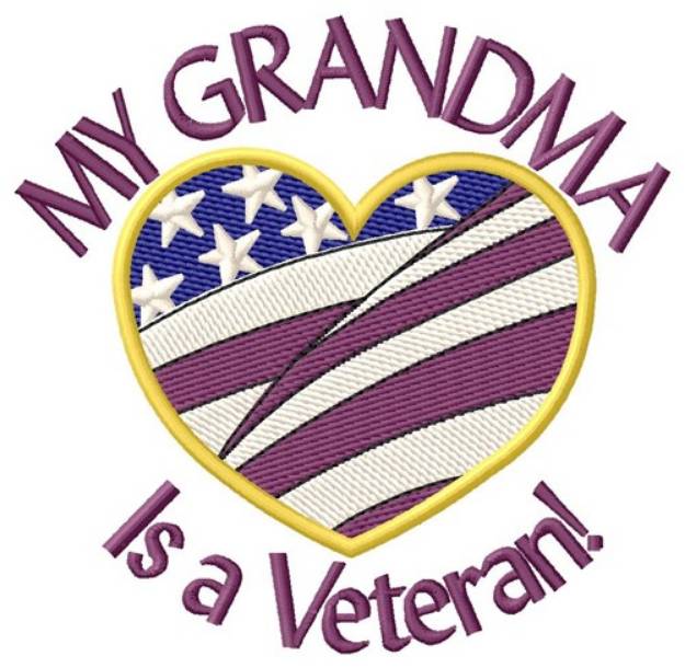 Picture of Grandma Vet Heart Flag Machine Embroidery Design