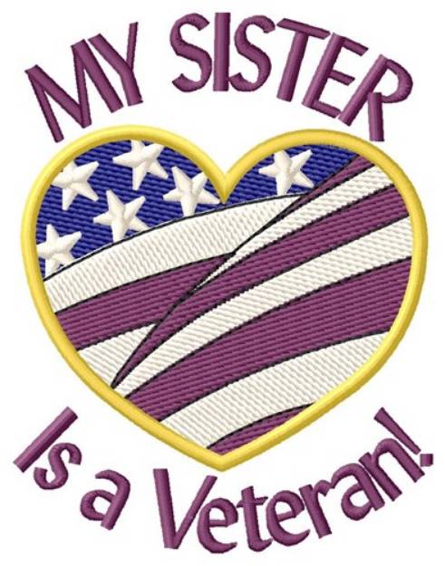 Picture of Sister Vet  Heart Flag Machine Embroidery Design