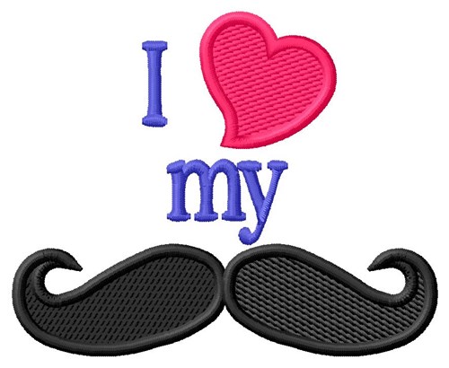 I Heart My Moustache Machine Embroidery Design