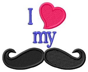 Picture of I Heart My Moustache Machine Embroidery Design