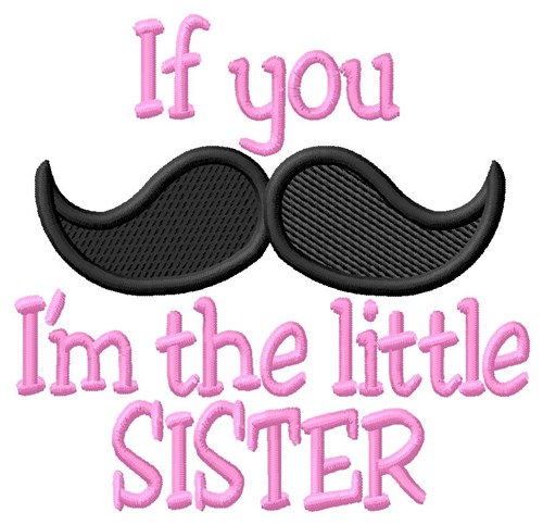 Moustache Little Sister Machine Embroidery Design