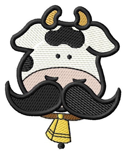 Moustached Cow Machine Embroidery Design