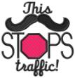 Picture of Moustache Stops Traffic Machine Embroidery Design