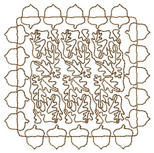 Acorns Framed Oak Leaves Machine Embroidery Design