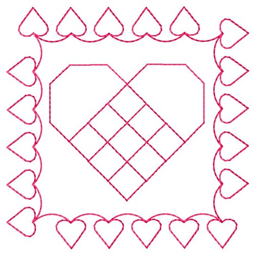 Hearts Square Quilt Machine Embroidery Design