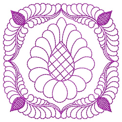 Feathered Flower Quilt Machine Embroidery Design