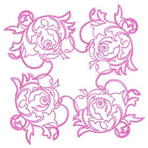 Picture of Four Flowers Quilt Machine Embroidery Design