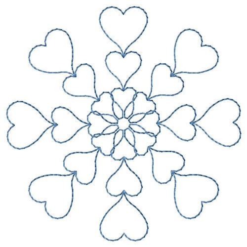 Hearts Snowflake Machine Embroidery Design