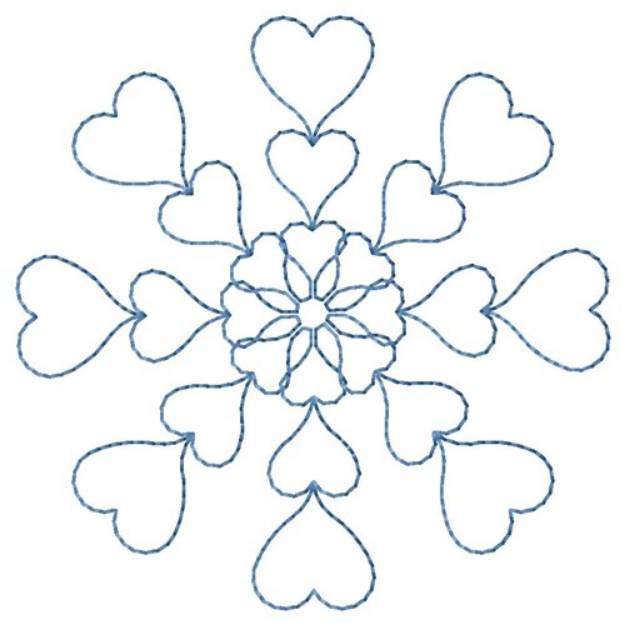 Picture of Hearts Snowflake Machine Embroidery Design
