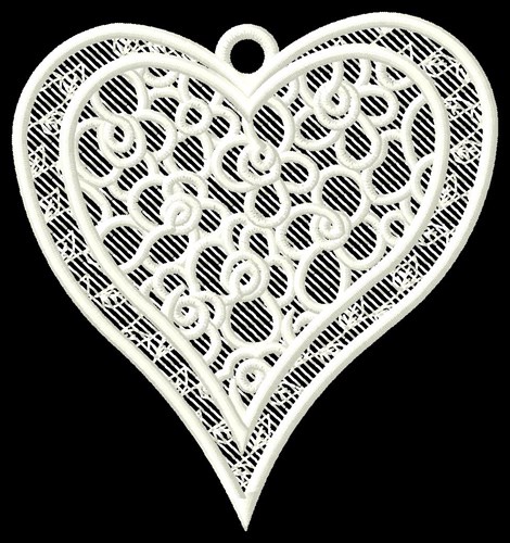 FSL Floral Heart Ornament Machine Embroidery Design