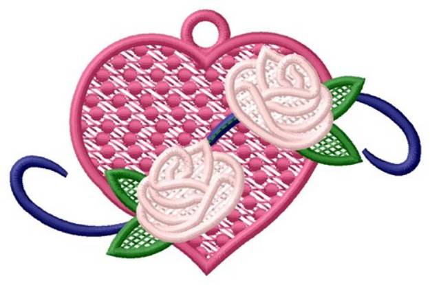 Picture of FSL Heart with Roses Ornament Machine Embroidery Design
