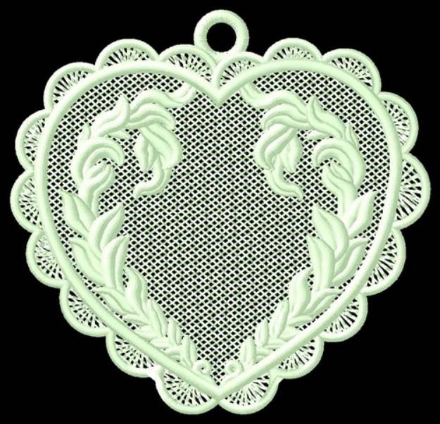 Picture of FSL Heart Wreath Ornament Machine Embroidery Design