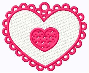 Picture of FSL Double Heart Ornament Machine Embroidery Design