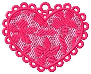 Picture of FSL Floral Heart Ornament Machine Embroidery Design