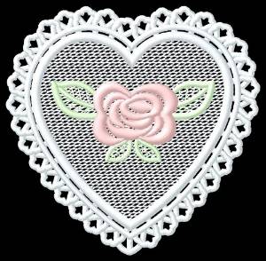 Picture of FSL Rose Heart Machine Embroidery Design