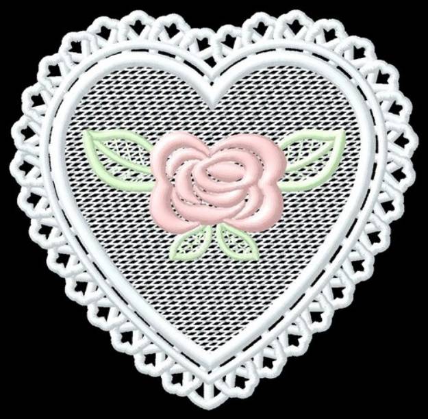 Picture of FSL Rose Heart Machine Embroidery Design
