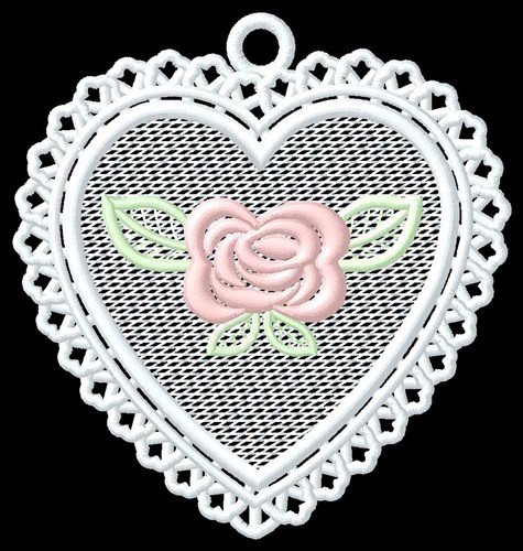 FSL Rose Heart Ornament Machine Embroidery Design