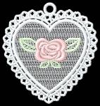 Picture of FSL Rose Heart Ornament Machine Embroidery Design