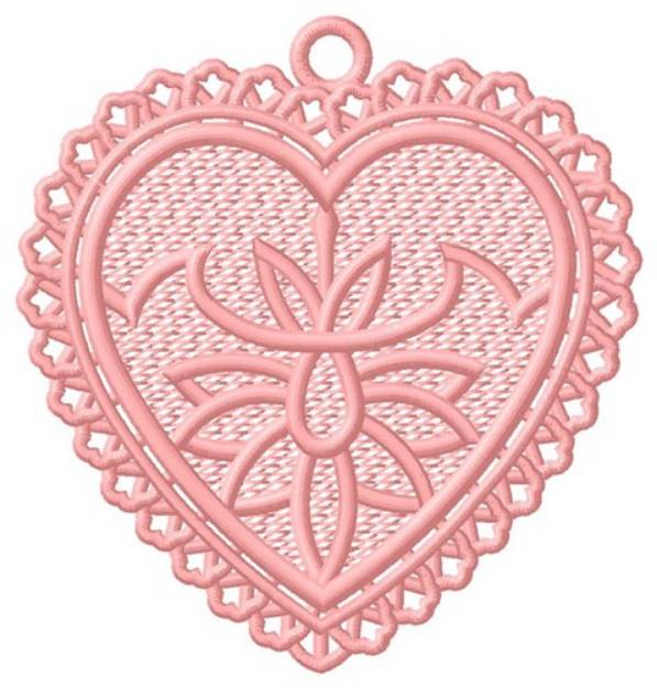 Picture of FSL Heart Flower Ornament Machine Embroidery Design