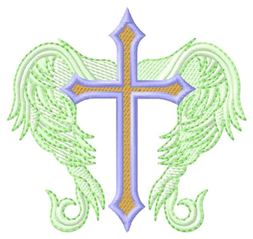 Cross with Wings Machine Embroidery Design