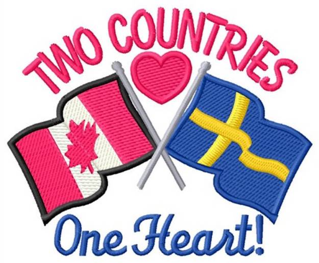 Picture of One Heart Flags Machine Embroidery Design