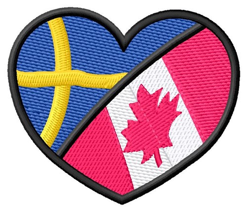 Two Flags Heart Machine Embroidery Design
