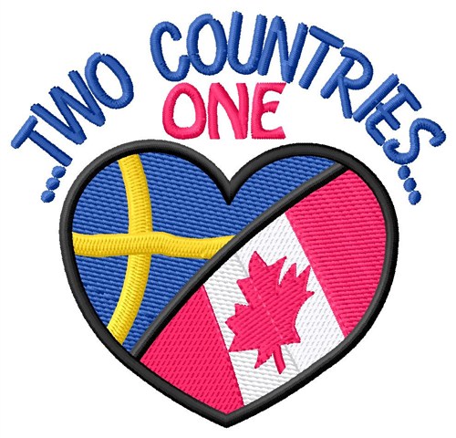 Two Countries Heart Machine Embroidery Design