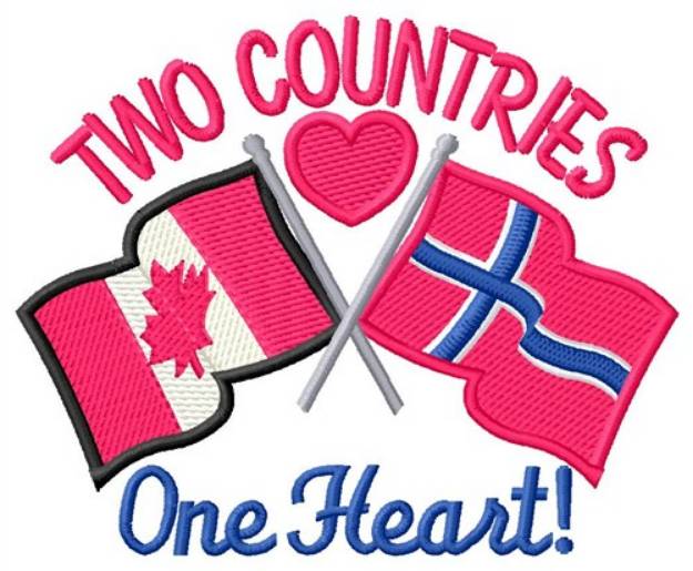 Picture of One Heart & Flags Machine Embroidery Design