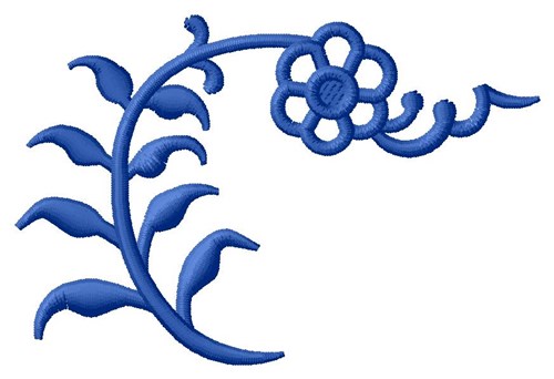 Blue Floral Accent Machine Embroidery Design