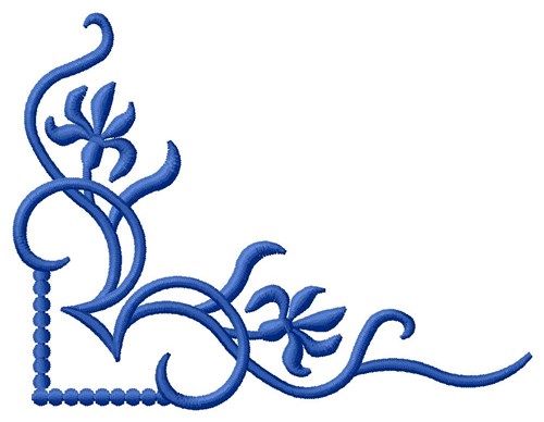Blue Flower Corner Machine Embroidery Design