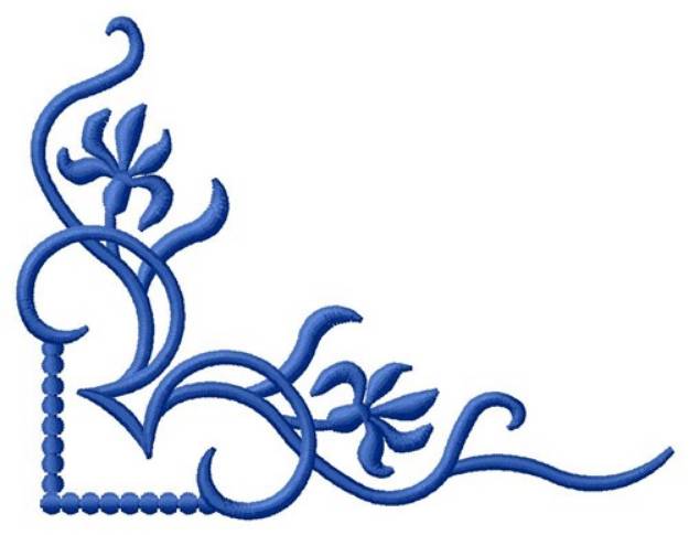Picture of Blue Flower Corner Machine Embroidery Design