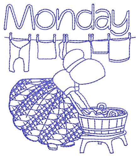 Monday Wash Machine Embroidery Design