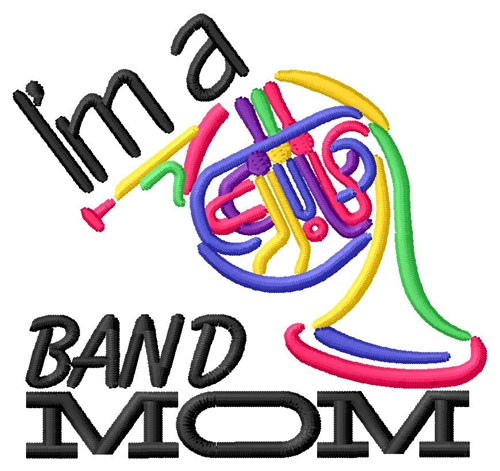 French Horn Mom Machine Embroidery Design