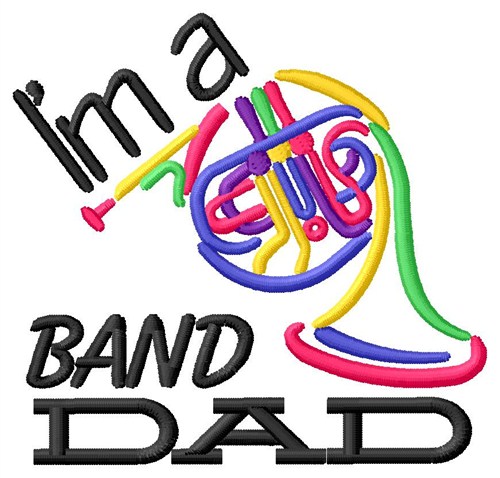 French Horn Dad Machine Embroidery Design