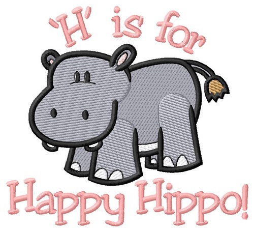 H is for Hippo Machine Embroidery Design