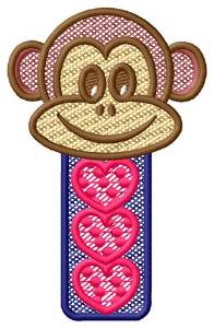 Picture of Monkey Head Hearts Machine Embroidery Design