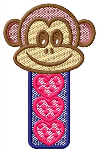 Picture of Monkey Head Hearts Machine Embroidery Design