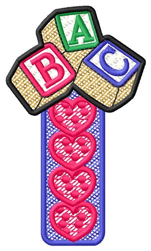 ABC Block Hearts Machine Embroidery Design