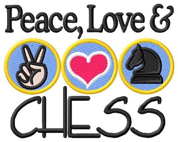 Picture of Peace Love Chess Machine Embroidery Design