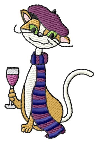 French Cat Machine Embroidery Design