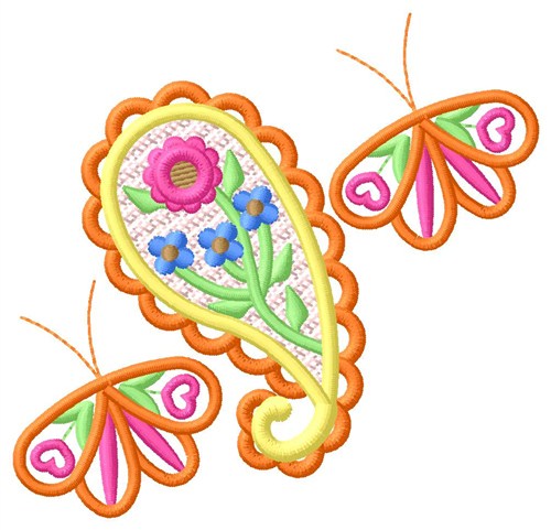 Paisley & Butterflies Machine Embroidery Design
