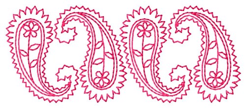 Redwork Paisly Row Machine Embroidery Design