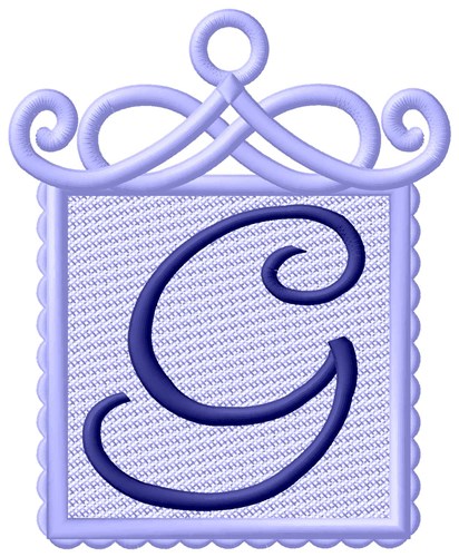 Framed Purple Font G Machine Embroidery Design